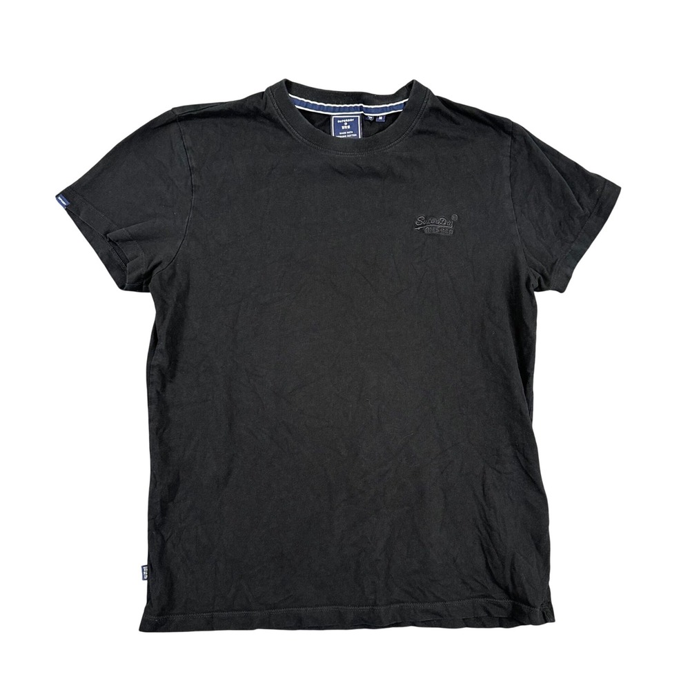 Superdry Mens T-Shirt M Black Vintage Logo Embroidered Short Sleeve Crew Tee